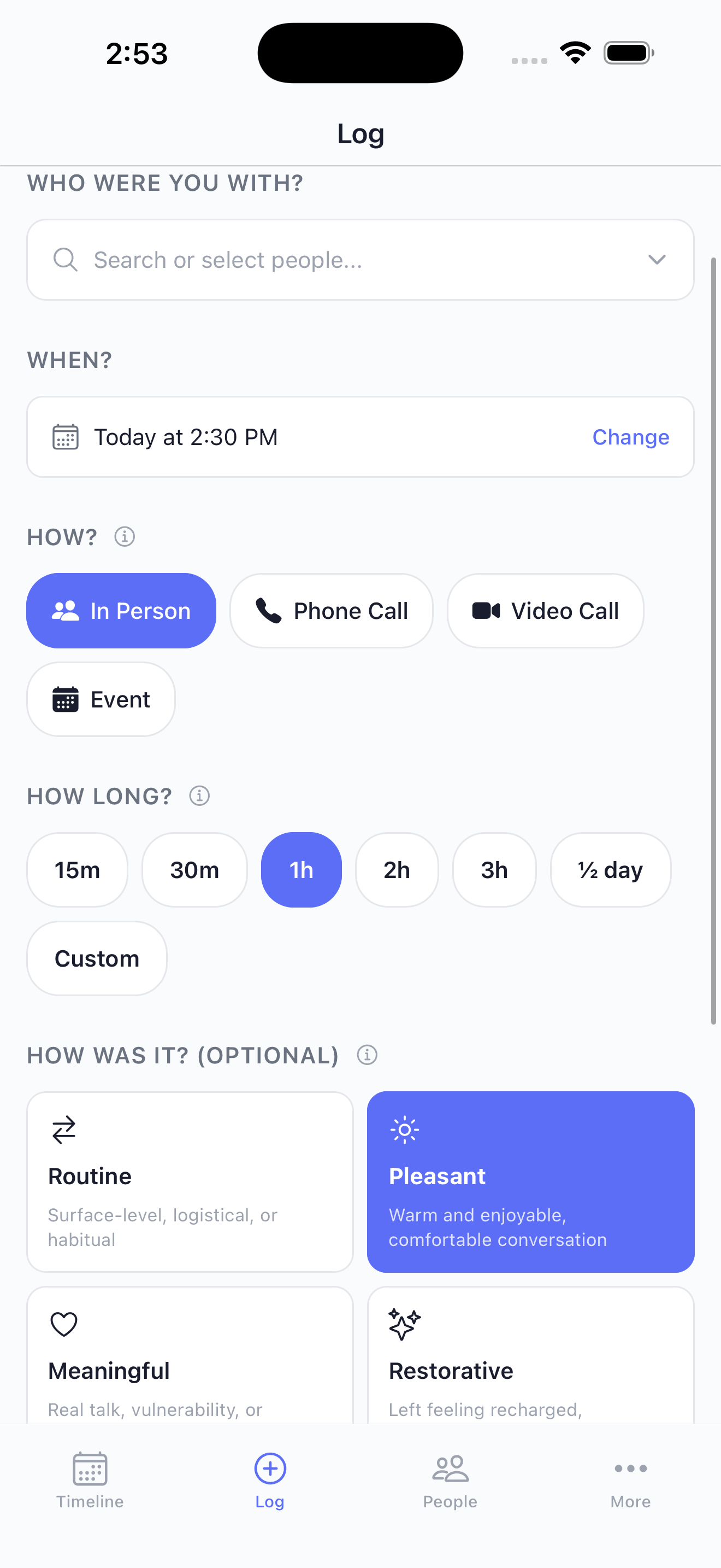 Log an interaction in seconds